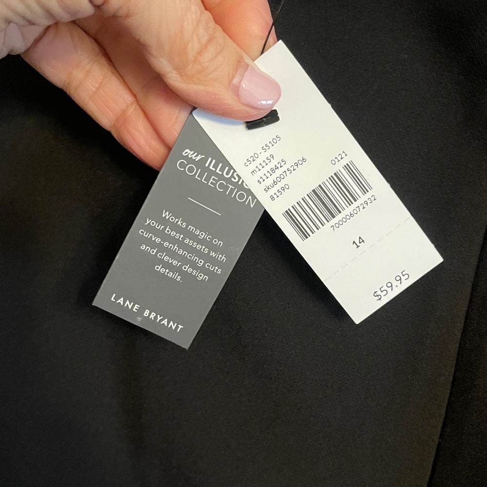 Lane Bryant Black Short Sleeve Blouse NWT 14 14W Waist Tie - Picture 4 of 5